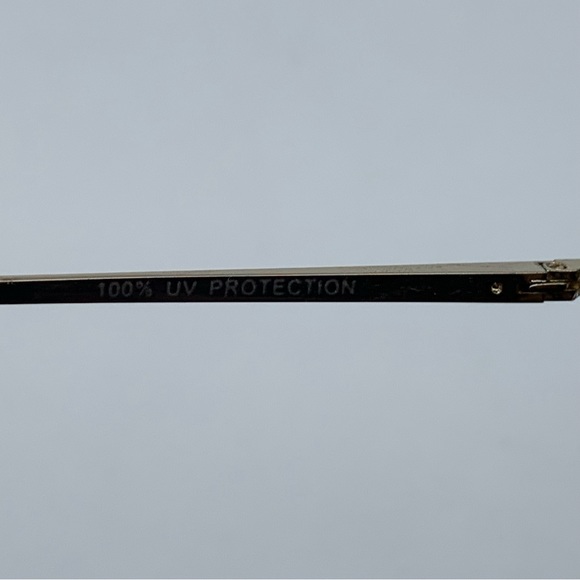 Slim Retro Rimless Rectangular Sunglasses in Gold- Brown - Picture 8 of 11